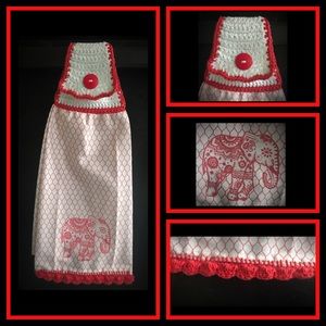 Red Elephant - Crochet Kitchen Towel